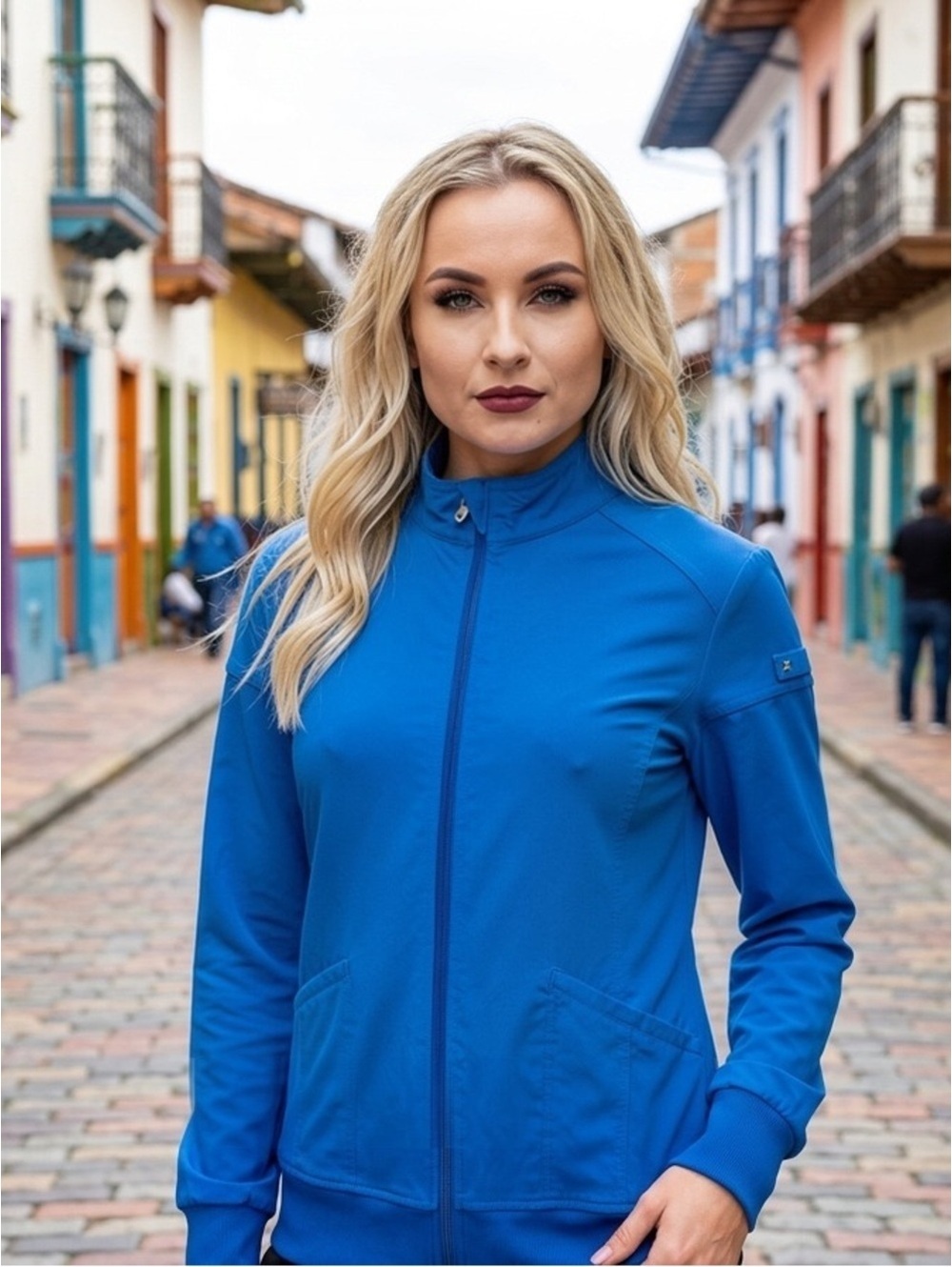 Small Cherokee iFlex Vibrant Blue Full-Zip Scrub Jacket